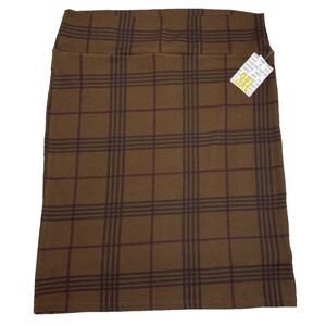 LuLaRoe Womens Skirt Size 3XL Cassie Brown Black Red Plaid Stripes‎ Pencil NWT